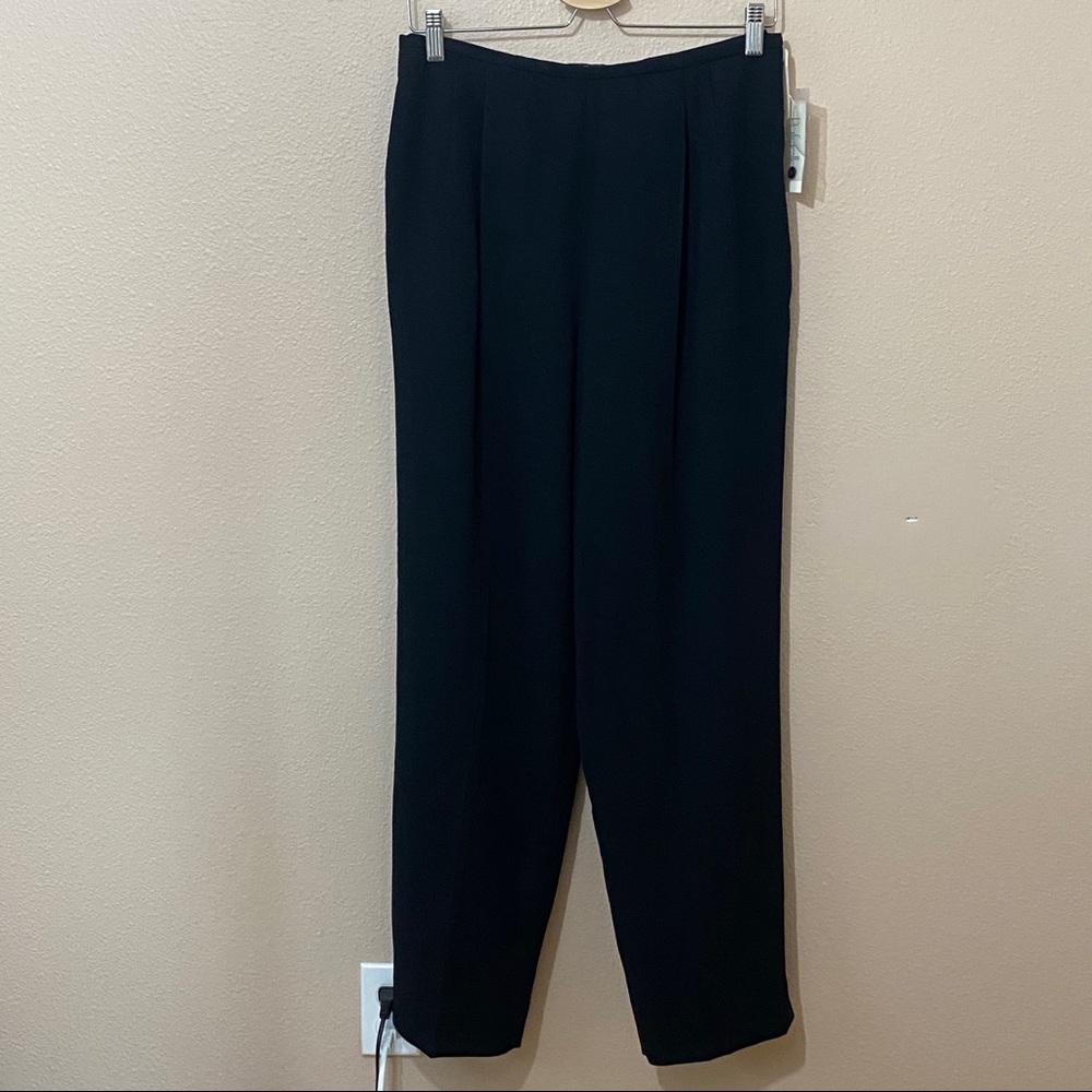 NWT Vintage Rafaella Black Pleated Lined Pnts Sz12